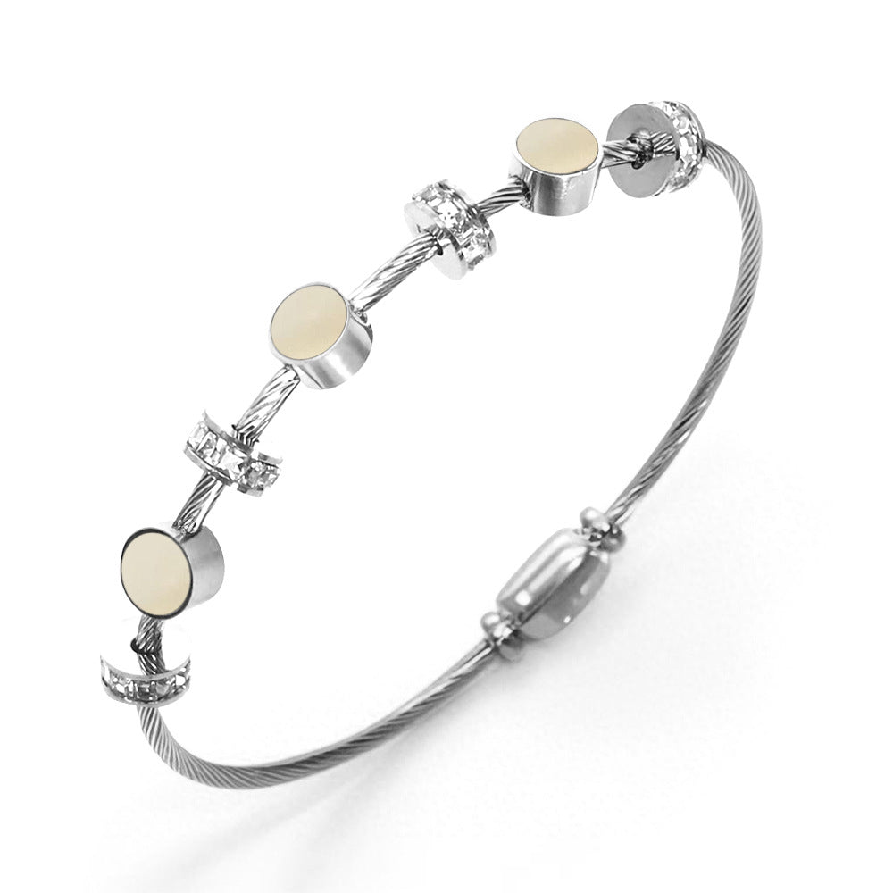 Stainless Steel Devil's Eye Bracelet Luxurious, High-End Diamond-Set Turquoise Bracelet