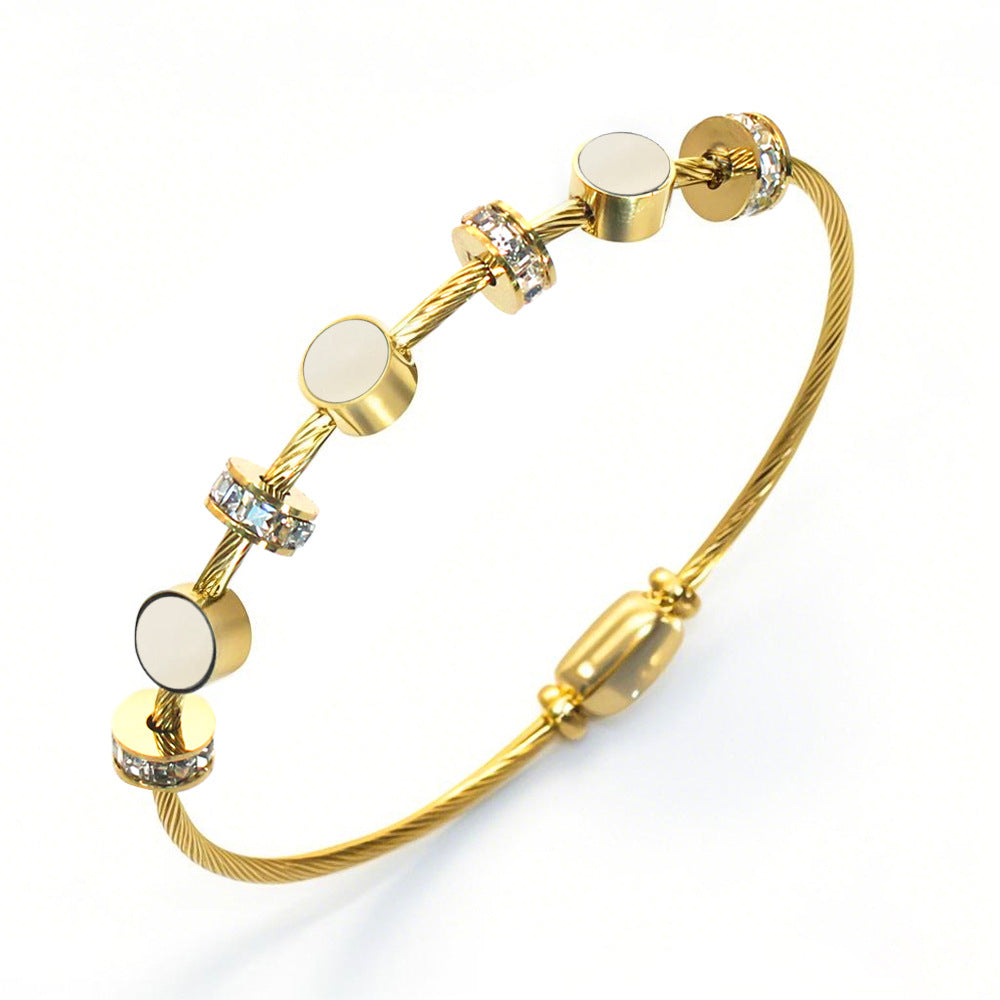 Stainless Steel Devil's Eye Bracelet Luxurious, High-End Diamond-Set Turquoise Bracelet