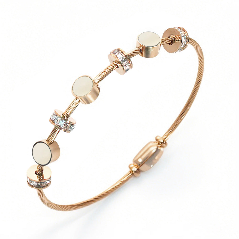 Stainless Steel Devil's Eye Bracelet Luxurious, High-End Diamond-Set Turquoise Bracelet