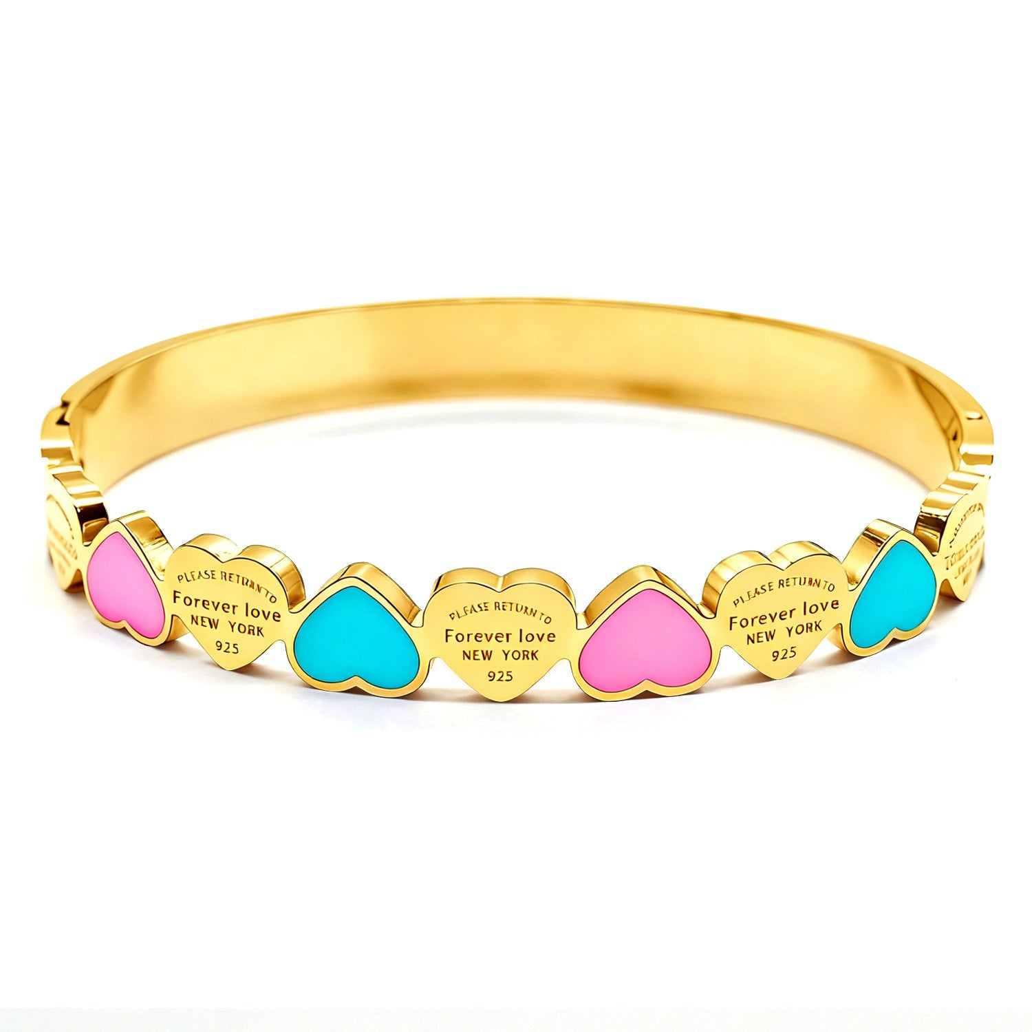 Colorful Heart-Shaped Titanium Steel Bracelet 18K Gold-Plated Minimalist Women's Bracelet