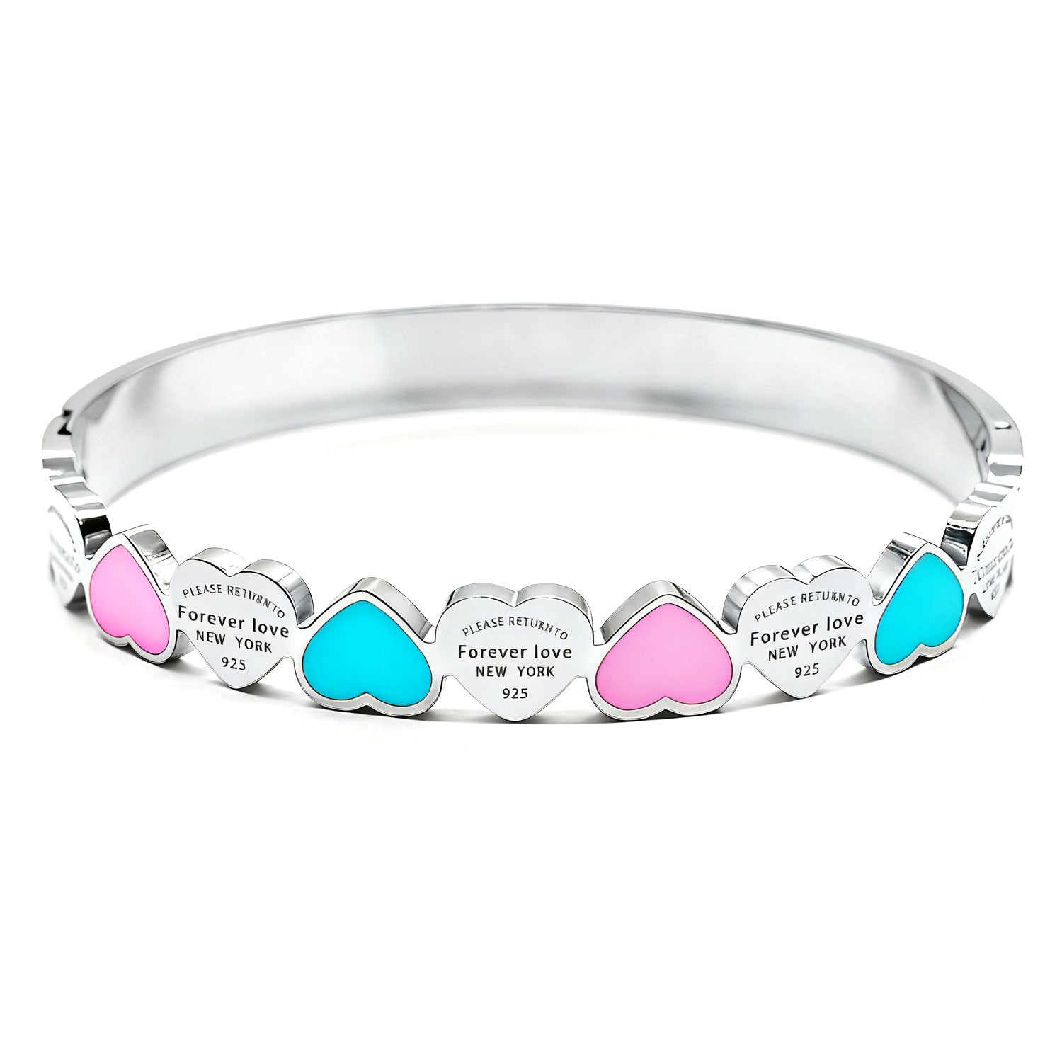 Colorful Heart-Shaped Titanium Steel Bracelet 18K Gold-Plated Minimalist Women's Bracelet
