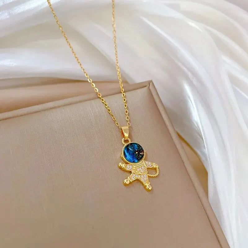 Wholesale Titanium Steel Star Series Necklace Planet Moon Astronaut Pendant Necklaces Jewelry