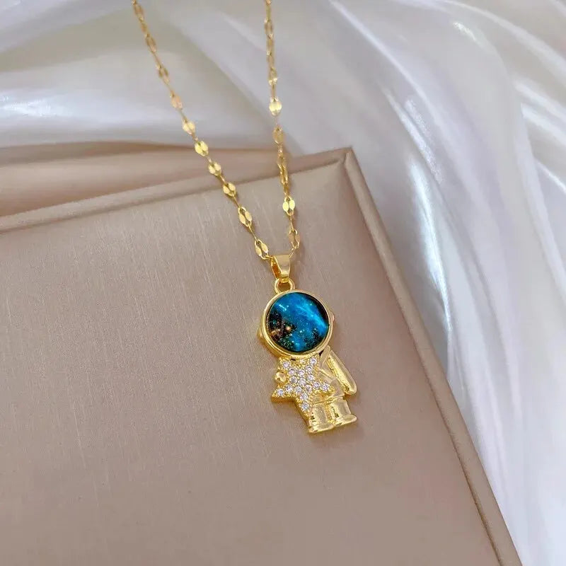 Wholesale Titanium Steel Star Series Necklace Planet Moon Astronaut Pendant Necklaces Jewelry