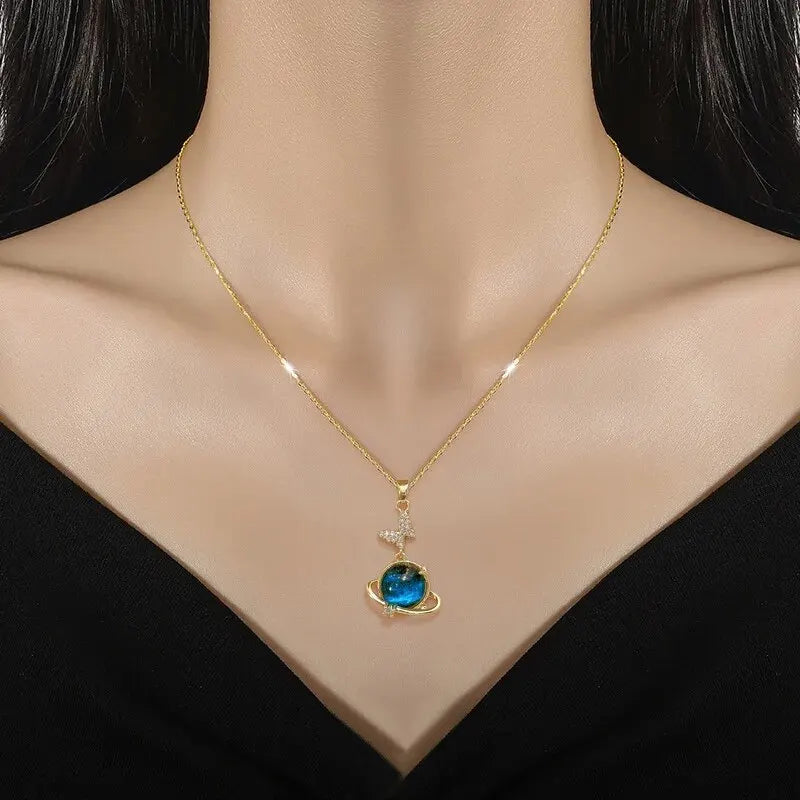 Wholesale Titanium Steel Star Series Necklace Planet Moon Astronaut Pendant Necklaces Jewelry