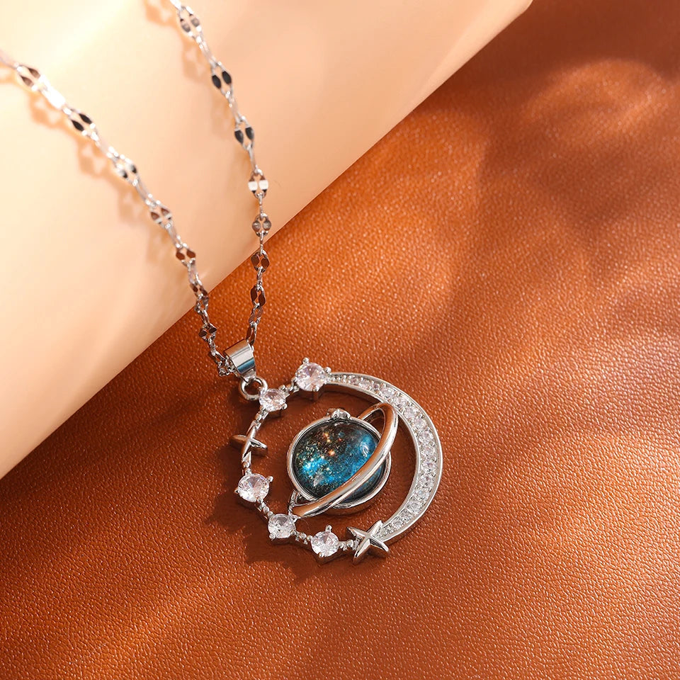 Wholesale Titanium Steel Star Series Necklace Planet Moon Astronaut Pendant Necklaces Jewelry