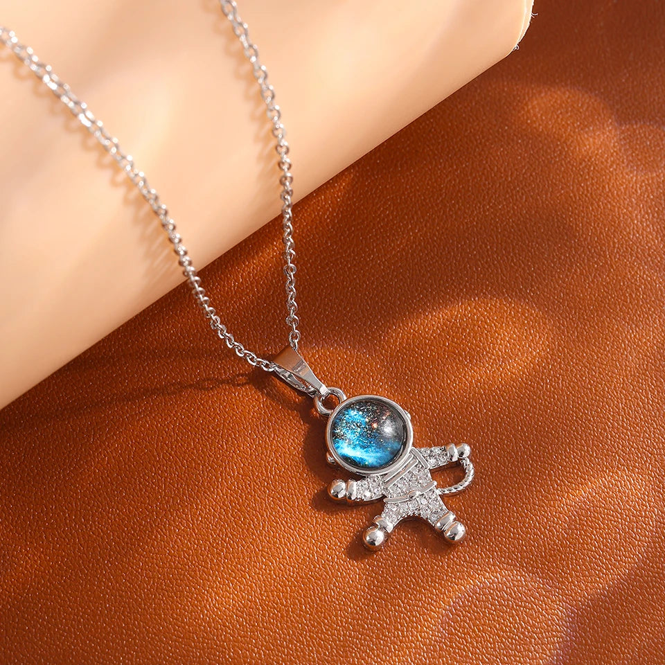 Wholesale Titanium Steel Star Series Necklace Planet Moon Astronaut Pendant Necklaces Jewelry