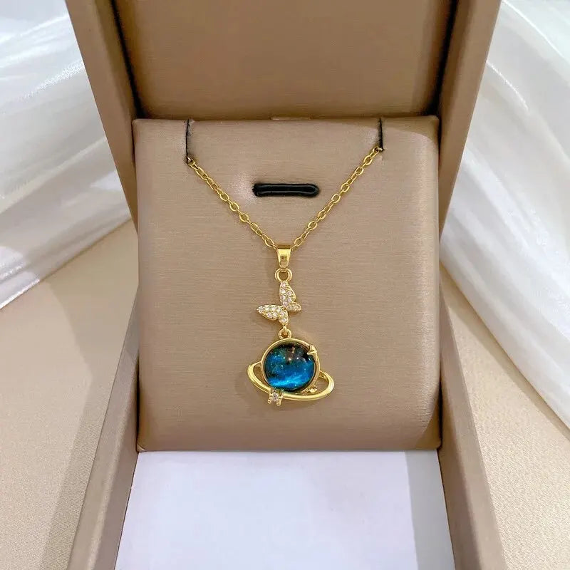 Wholesale Titanium Steel Star Series Necklace Planet Moon Astronaut Pendant Necklaces Jewelry