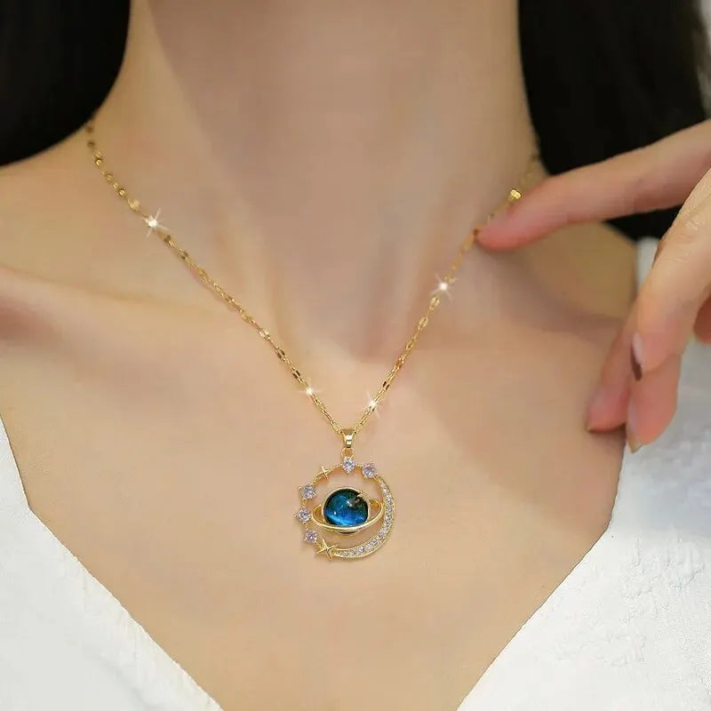 Wholesale Titanium Steel Star Series Necklace Planet Moon Astronaut Pendant Necklaces Jewelry