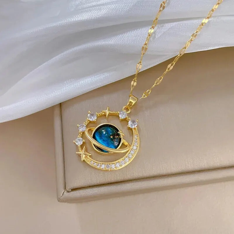 Wholesale Titanium Steel Star Series Necklace Planet Moon Astronaut Pendant Necklaces Jewelry