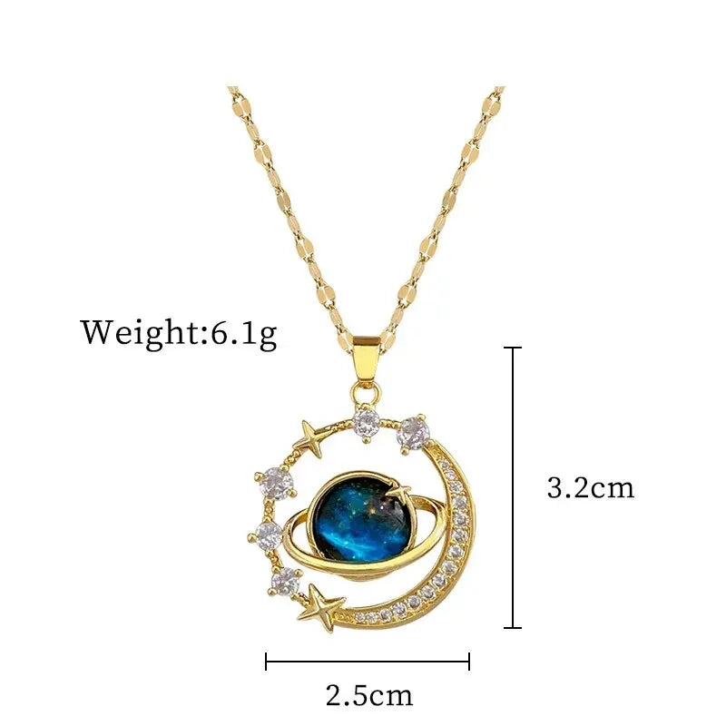 Wholesale Titanium Steel Star Series Necklace Planet Moon Astronaut Pendant Necklaces Jewelry