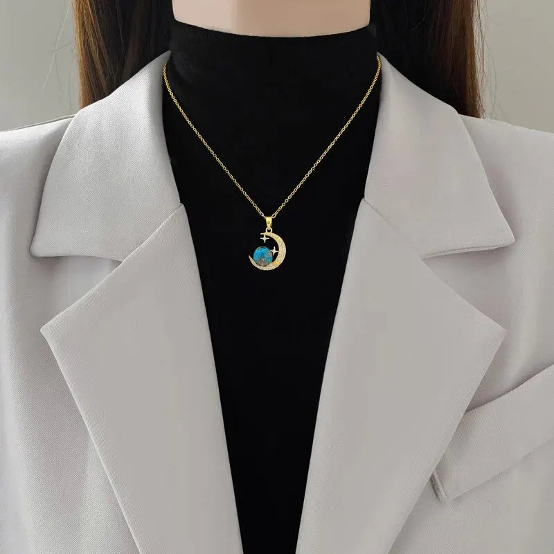 Wholesale Titanium Steel Star Series Necklace Planet Moon Astronaut Pendant Necklaces Jewelry