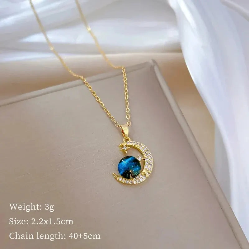 Wholesale Titanium Steel Star Series Necklace Planet Moon Astronaut Pendant Necklaces Jewelry