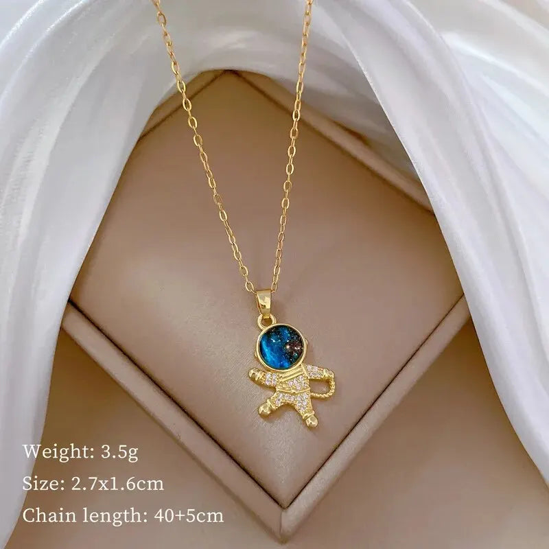 Wholesale Titanium Steel Star Series Necklace Planet Moon Astronaut Pendant Necklaces Jewelry