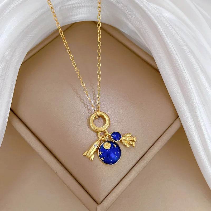 Wholesale Titanium Steel Star Series Necklace Planet Moon Astronaut Pendant Necklaces Jewelry