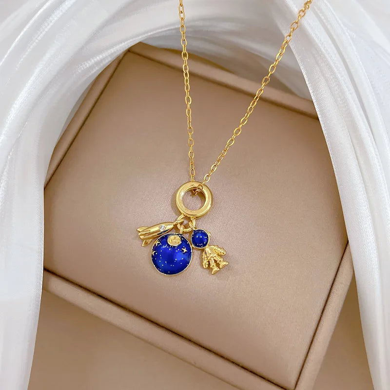 Wholesale Titanium Steel Star Series Necklace Planet Moon Astronaut Pendant Necklaces Jewelry