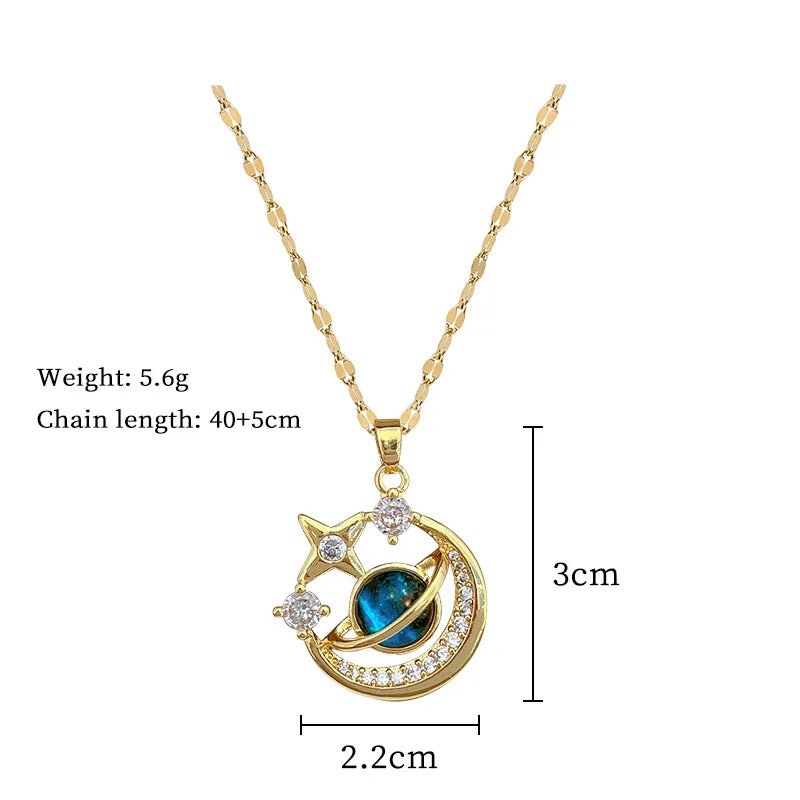 Wholesale Titanium Steel Star Series Necklace Planet Moon Astronaut Pendant Necklaces Jewelry