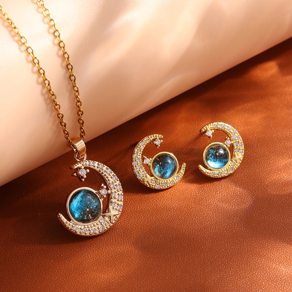 Wholesale Titanium Steel Star Series Necklace Planet Moon Astronaut Pendant Necklaces Jewelry