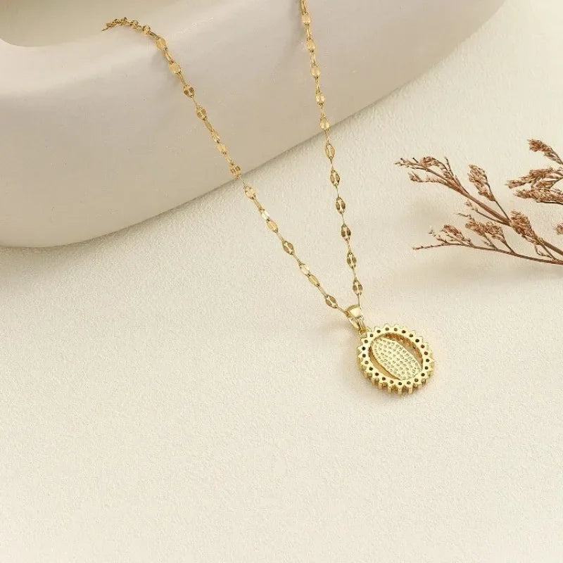 Gorgeous Women's All Sky Star Micro Inlaid Colorful Zircon Virgin Mary Hollow Necklace