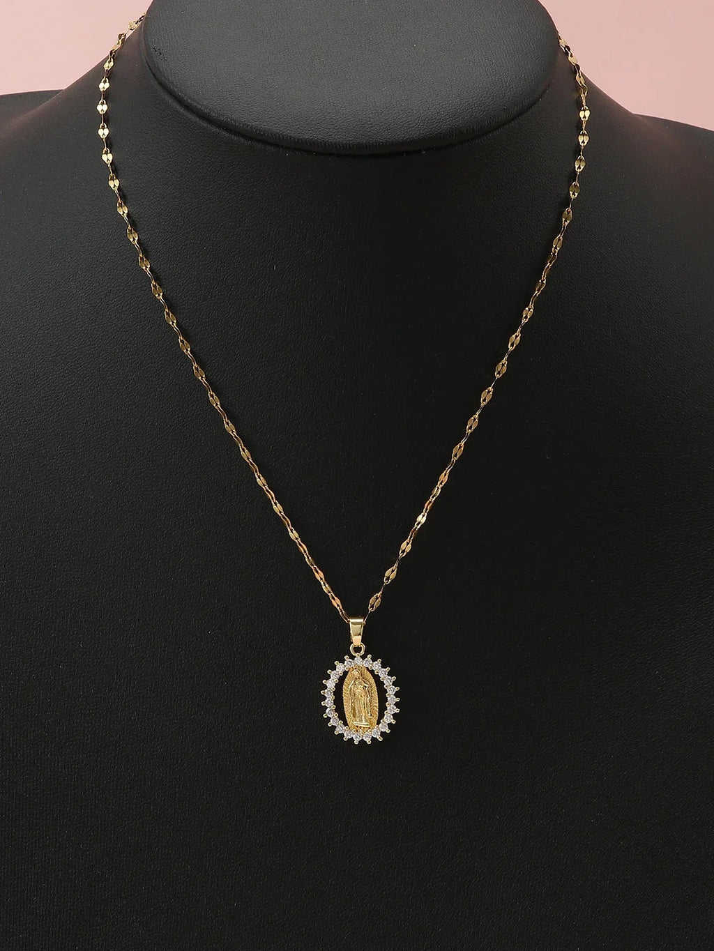 Gorgeous Women's All Sky Star Micro Inlaid Colorful Zircon Virgin Mary Hollow Necklace