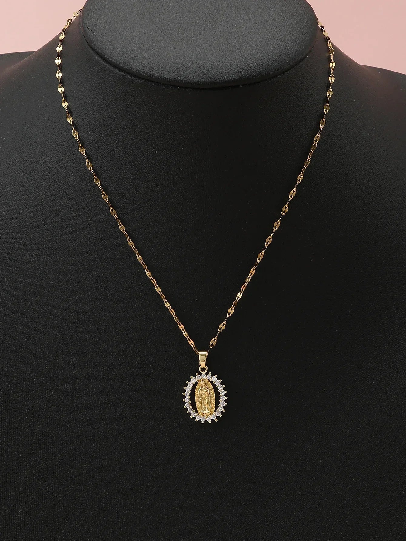 Gorgeous Women's All Sky Star Micro Inlaid Colorful Zircon Virgin Mary Hollow Necklace