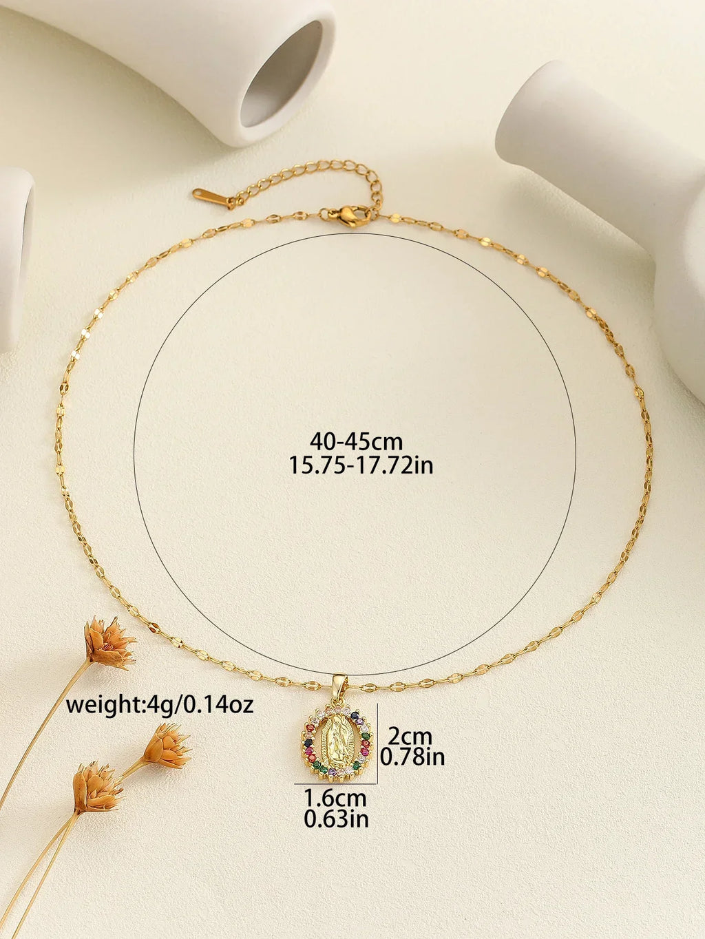 Gorgeous Women's All Sky Star Micro Inlaid Colorful Zircon Virgin Mary Hollow Necklace