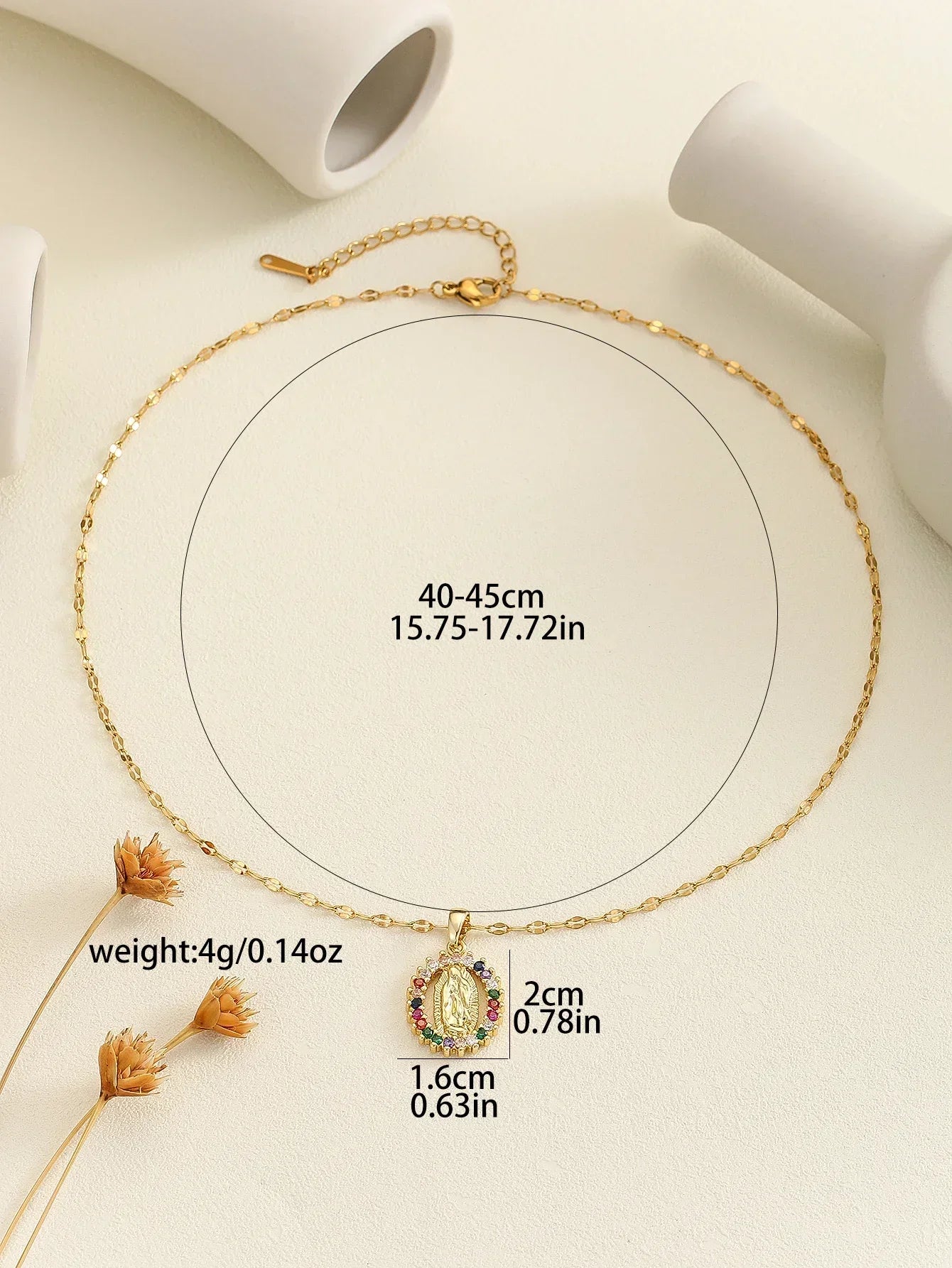 Gorgeous Women's All Sky Star Micro Inlaid Colorful Zircon Virgin Mary Hollow Necklace
