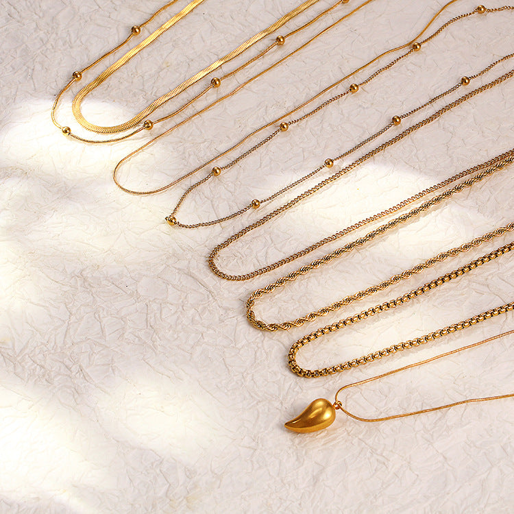 Fashionable 18K Gold-Plated Stainless Steel Figaro Necklace Trendy and Versatile Titanium Steel Chain Necklace