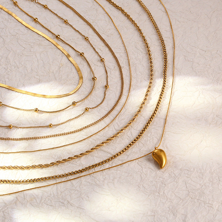 Fashionable 18K Gold-Plated Stainless Steel Figaro Necklace Trendy and Versatile Titanium Steel Chain Necklace