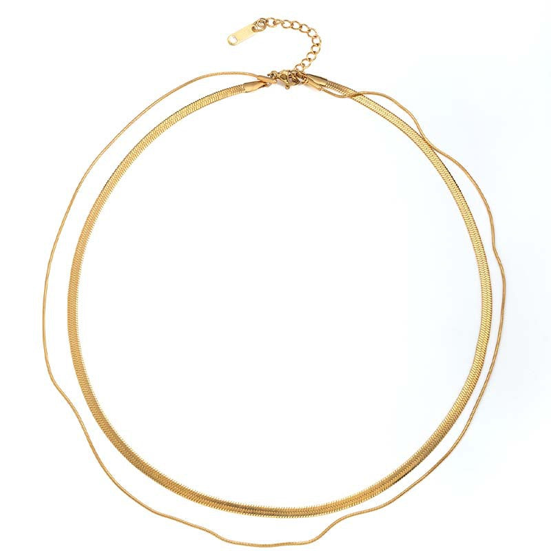 Fashionable 18K Gold-Plated Stainless Steel Figaro Necklace Trendy and Versatile Titanium Steel Chain Necklace
