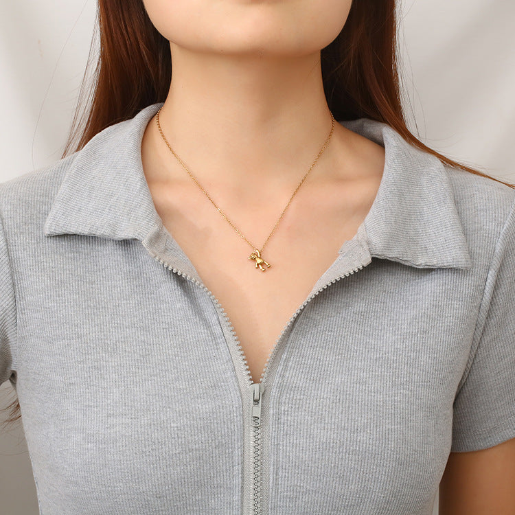 Minimalist 18K Gold Women's Mini Stainless Steel Bear Pendant Necklace