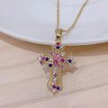 Hip Hop Zircon Cross Shiny Pendant Stainless Steel Necklace Charm Bling Exquisite Necklaces Jewelry
