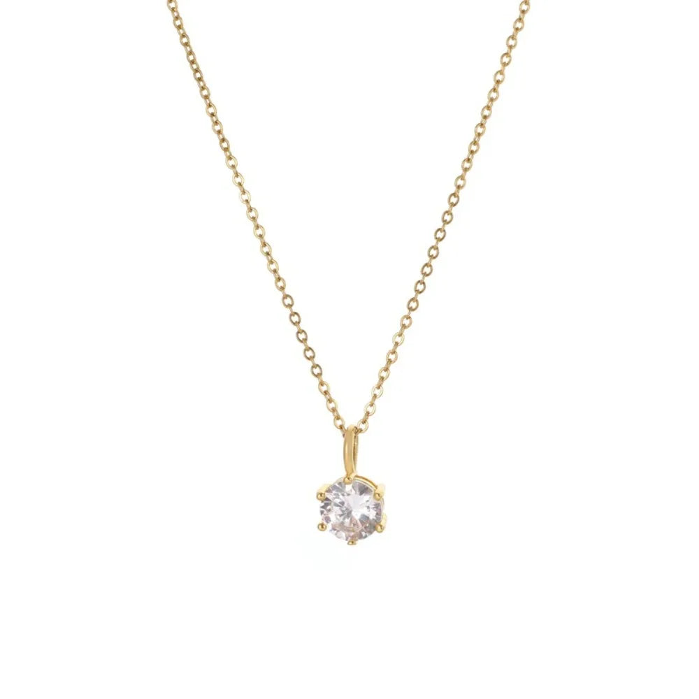High Quality 5A Zircon Pendant Necklace for Women Stainless Steel Fashion Versatile Commuting Jewelry