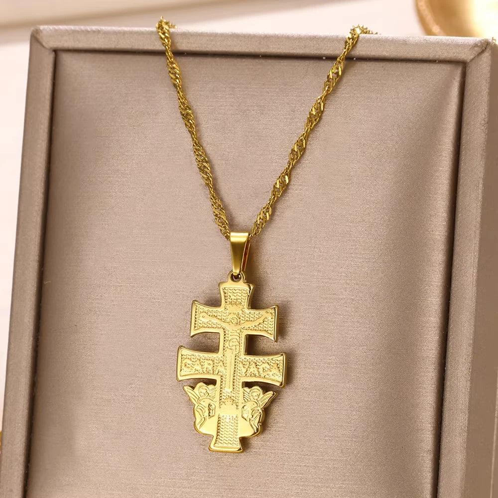 Heart Pendant Necklace for Women Stainless Steel OT Buckle Beaded Neck Chain Choker