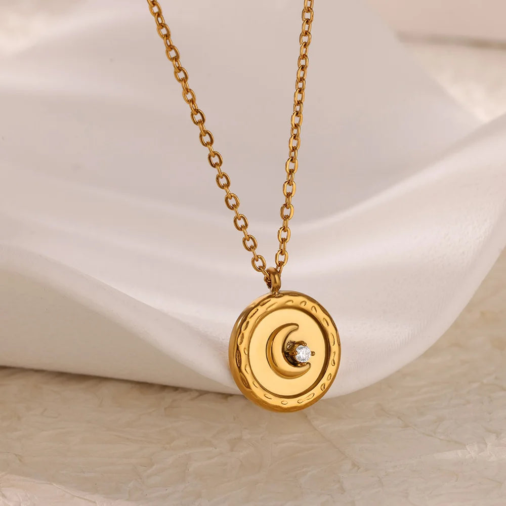 Stainless Steel Geometric Necklace For Women Fashion Sun Sunflower Pendant Clavicle Chain Aesthetic Jewelry
