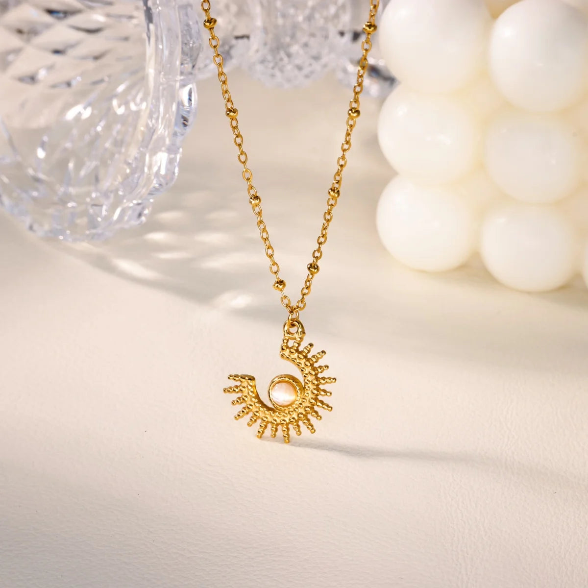 Stainless Steel Geometric Necklace For Women Fashion Sun Sunflower Pendant Clavicle Chain Aesthetic Jewelry