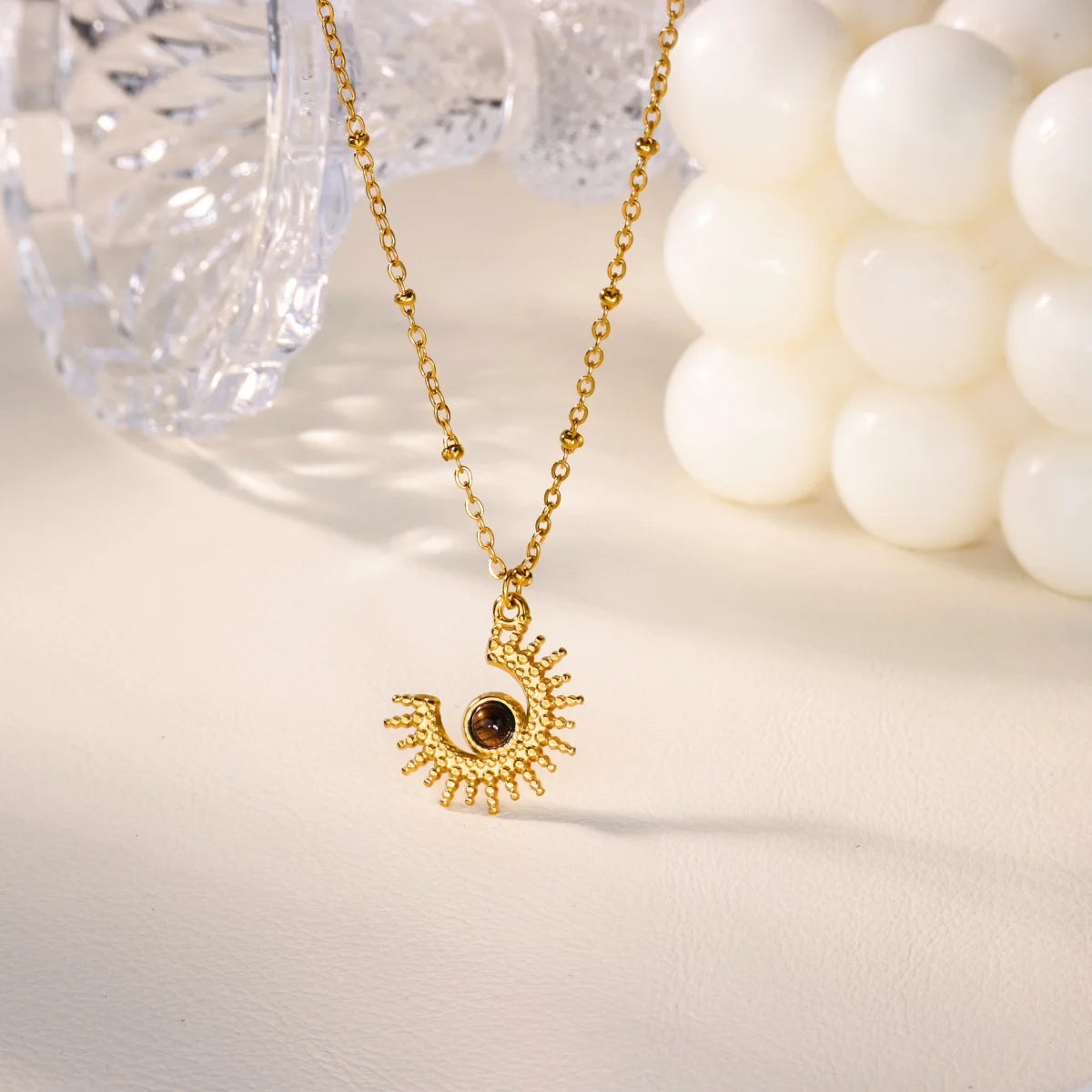 Stainless Steel Geometric Necklace For Women Fashion Sun Sunflower Pendant Clavicle Chain Aesthetic Jewelry