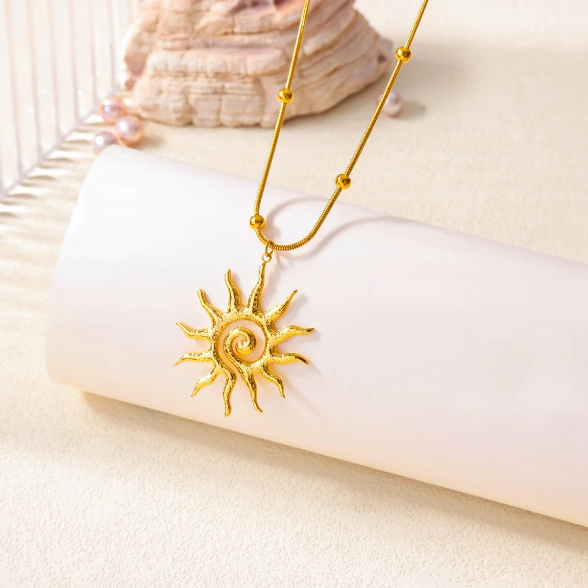 Stainless Steel Geometric Necklace For Women Fashion Sun Sunflower Pendant Clavicle Chain Aesthetic Jewelry
