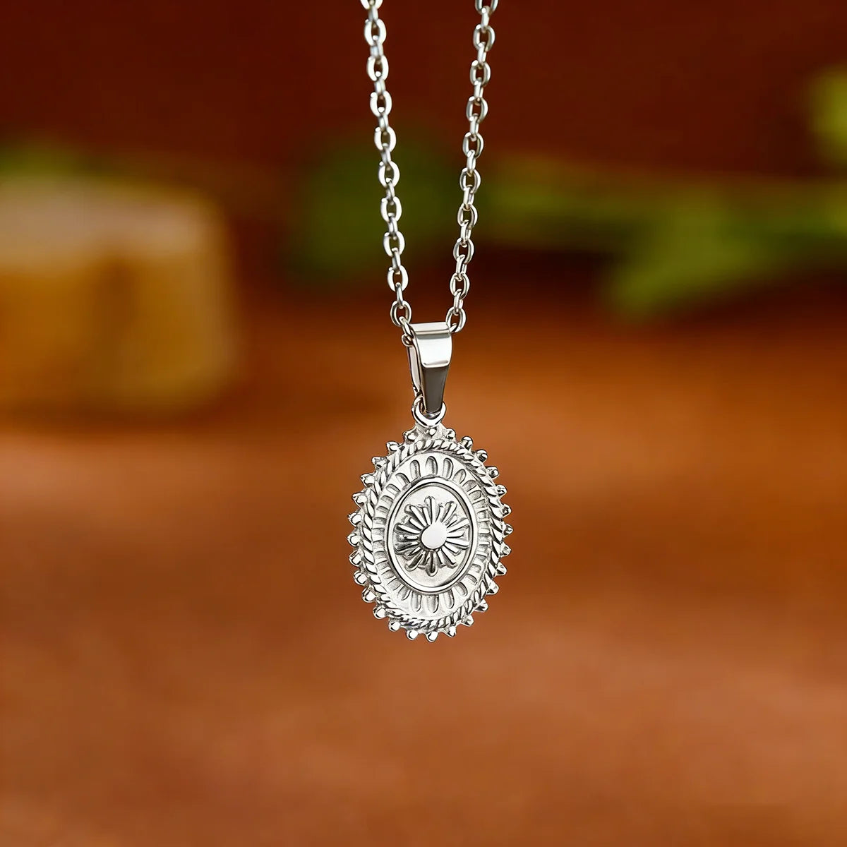 Stainless Steel Geometric Necklace For Women Fashion Sun Sunflower Pendant Clavicle Chain Aesthetic Jewelry