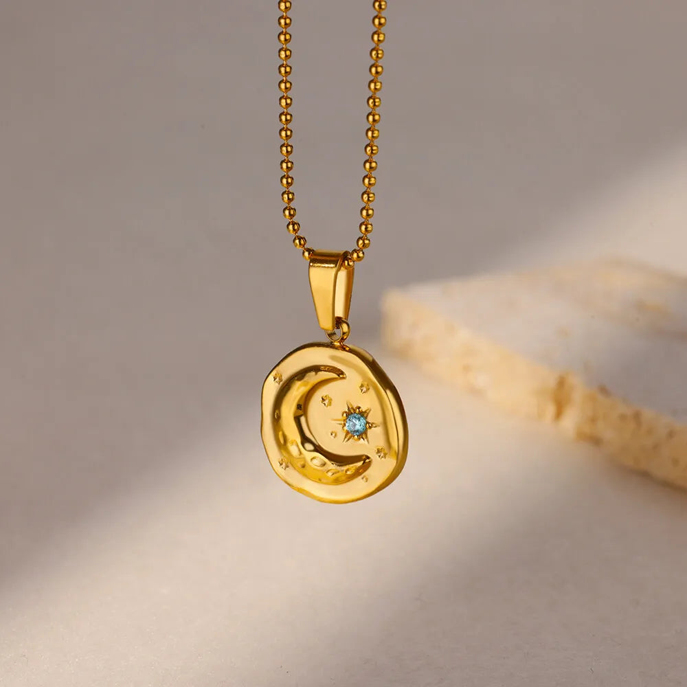 Stainless Steel Geometric Necklace For Women Fashion Sun Sunflower Pendant Clavicle Chain Aesthetic Jewelry
