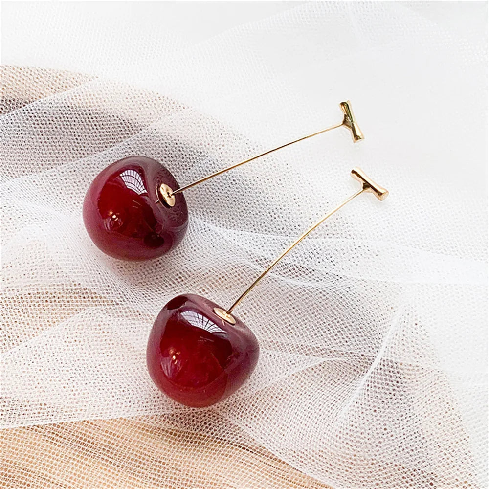 Cherry Fruit Acrylic Earrings Fashionable Resin Cherry Earrings For Women Kpop Jewelry Trendy Accessories