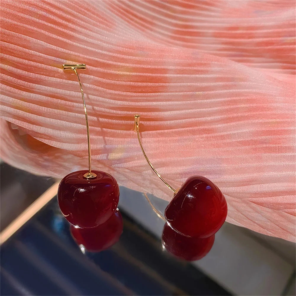 Cherry Fruit Acrylic Earrings Fashionable Resin Cherry Earrings For Women Kpop Jewelry Trendy Accessories