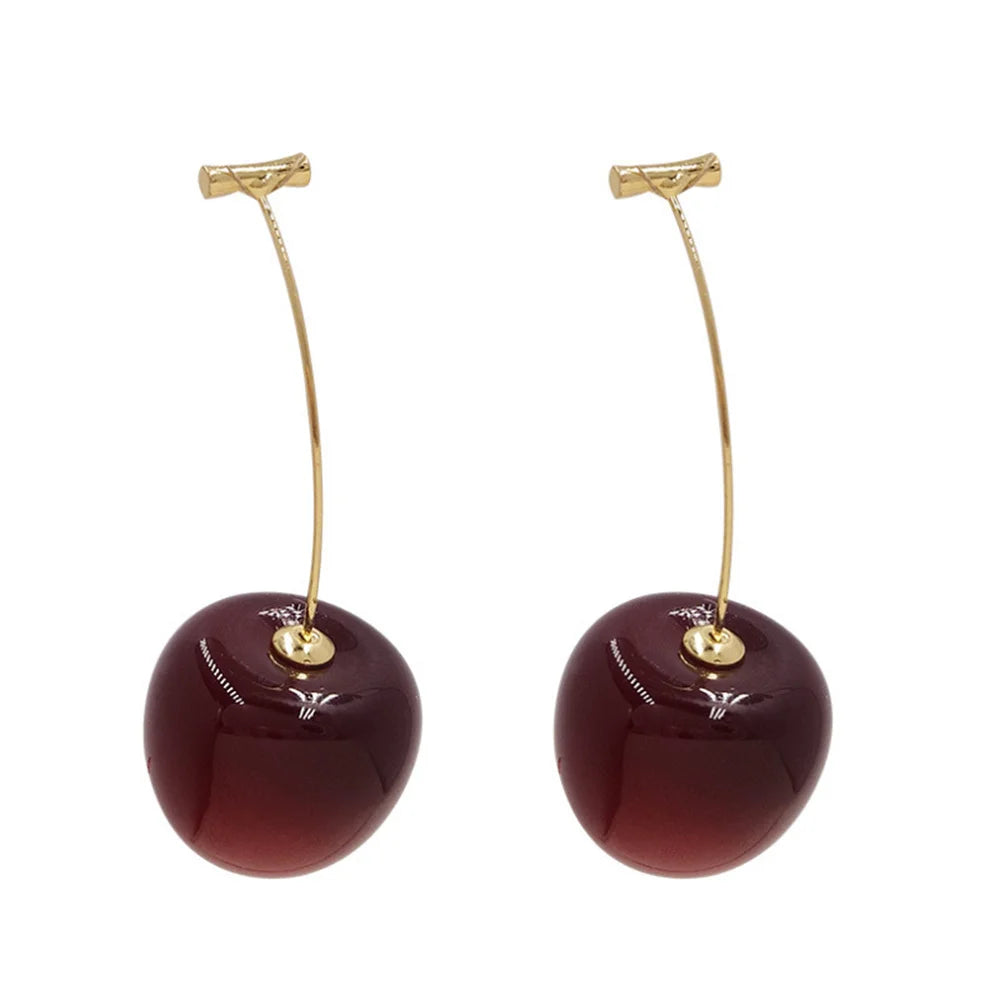 Cherry Fruit Acrylic Earrings Fashionable Resin Cherry Earrings For Women Kpop Jewelry Trendy Accessories