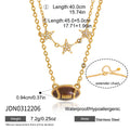 Stainless Steel 18K Gold Plated Layered Necklace | Football Pendant & CZ Star Charm Jewelry