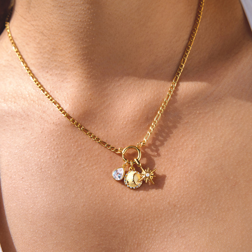 Stainless Steel 18K Gold Plated Sports Charm Necklace | Baseball & Soccer Enamel Pendant Jewelry