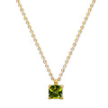 Gold Layered Necklace, Square Cubic Zirconia Pendant, Clear & Green Two-Tone, Dainty Jewelry for Women
