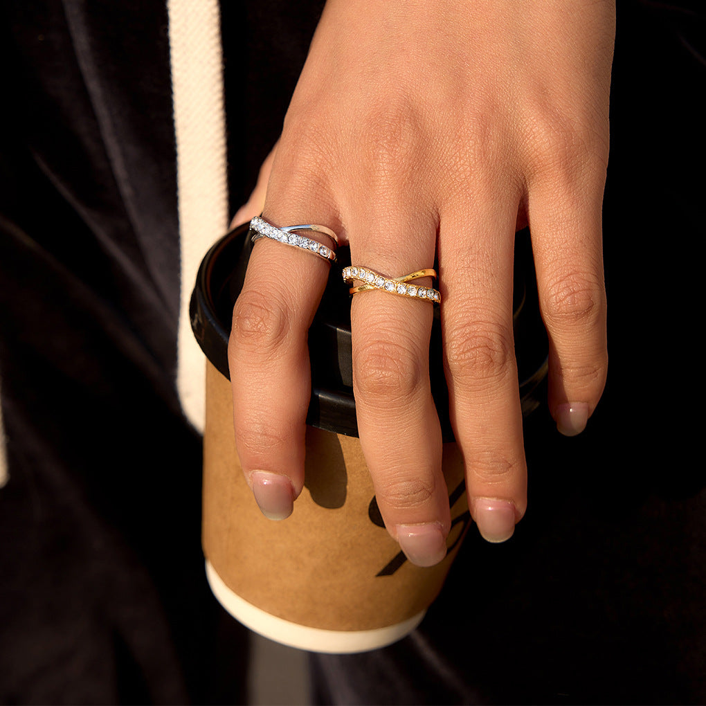 Fashion Rings 18k Gold Plated High Quality Stainless Steel Rings for Women Waterproof Geometric Zircon Rings