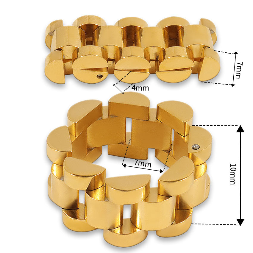 Stainless Steel Watch Band Style Ring  Minimalist Gold & Silver Stackable Jewelry for Men & Women
