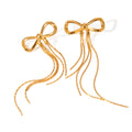Elegant New Trendy Bow Earrings 18k Gold Plated Earrings Hypoallergenic Tassel Long Chain Fashion Stud Earrings