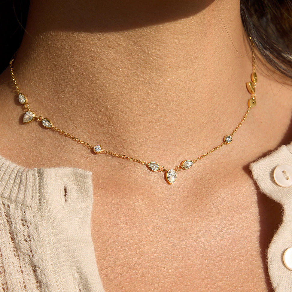 Fashion Stainless Steel Necklace 18K Gold Plated Light Luxury Zircon Necklace Charms Fine Jewelry Necklaces