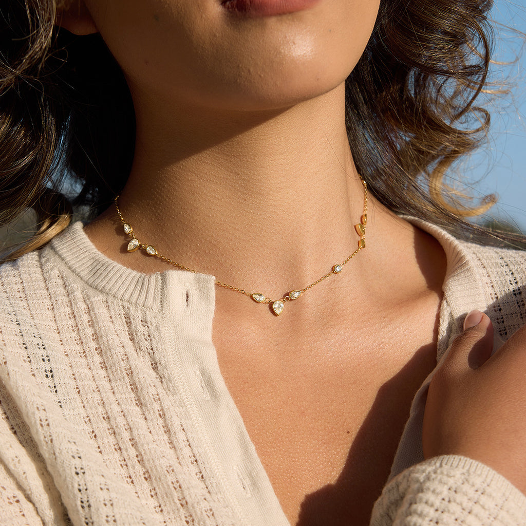 Fashion Stainless Steel Necklace 18K Gold Plated Light Luxury Zircon Necklace Charms Fine Jewelry Necklaces
